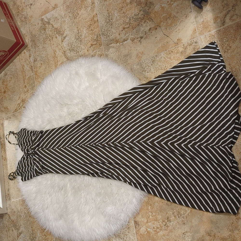 Dark green and white maxi dress